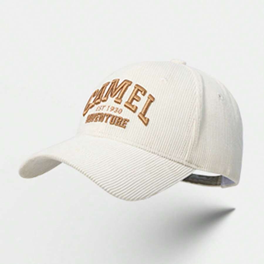CAMEL CROWN 灯芯绒棒球帽,男女通用宽檐休闲美式棒球帽 - 米杏色 - 查看 1