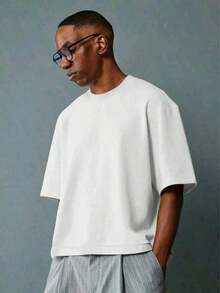 Short-Sleeved Jersey T-Shirt With A Loose, Casual Fit, Cropped Style, Modern And Minimalist Streetwear, An Essential For All Seasons - Comfortable Retro Cotton T-Shirt - K91 - trắng - Xem 2