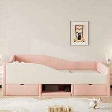 Kids Bed Frames, Headboards & Footboards - Pink+White + Upholstered + Bedroom-1 - View 3