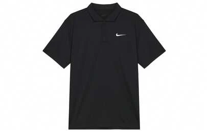  Áo Polo Thể Thao Thường Ngày Ngoài Trời Nike Court Dri-FIT Logo Thương Hiệu Màu Trơn, Dành Cho Nam, Màu Đen