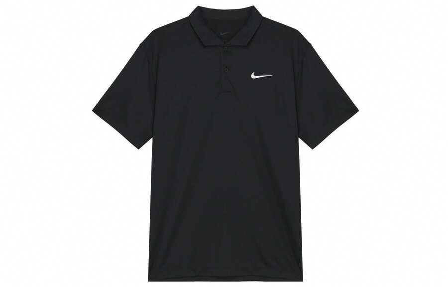 Polo deportivo informal de manga corta NikeCourtDri-FIT para hombre, color liso, con logotipo de la marca - Negro - Ver 1