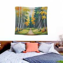 Birch Forest Autumn Wall Tapestry – Fall Tree Landscape Wall Hanging For Bedroom Dorm, Rustic Nature Art, Cozy Boho Home Decor Tapestries - Multicolor - View 3