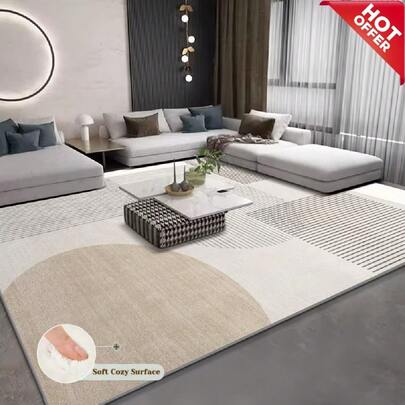 A Modern Geometric-Patterned Floor Mat With Luxurious Velvet Anti-Slip Coating, Crafted From 100% Polyester Fiber And Machine-Washable. Perfect For Living Rooms, Bedrooms, Studies, And Home Decor – The Ultimate Choice For Your Interior Space.