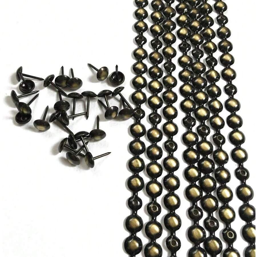 5M 9.5mm UPHOLSTERY NAIL TACKS STUDS STRIPS + 100 Nails DIY Furniture Accessory - Bronze - View 1