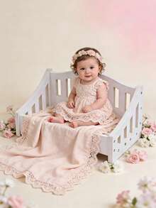 New Wooden Newborn Photography Props 100 Days Baby Photo Shoot Vintage Infant Wooden Bed Photography Accessories, Newborn Solid Wood Bed Photography Props, Removable Baby Solid Wood Original Wood Bed Photo Studio Props - 彩色 - 查看 9