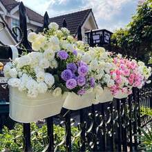 2个/4个黑色铁艺花盆吊盆，适合种植多肉植物、小型花卉，可用于阳台、庭院栏杆、墙面装饰 - 彩色 - 查看 8