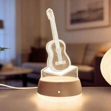 1pc 3D Guitar Night Light, USB Powered Switch & Touch Lamp, Multi-Color Music Concert Ambiance Light, Home Bedroom Living Room Nightstand Decor, Perfect Decorative Lighting Gift - Guitar - View 7