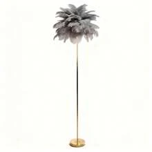 1pc Creative Ostrich Feather Floor Lamp, Dimmable 3-Color Changing Warm Lighting For Bedroom, Living Room, Wedding Decor, Charging Version Includes 1 Data Cable - Gold Charging Version - View 14