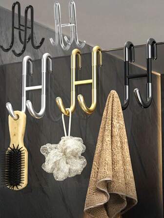 This Multi-Functional Stainless Steel Towel Hook Is A No-Drill Bathroom Partition Hook With A Heavy-Duty Hook Rack. It Can Be Used To Hang Bathrobes, Towels, Umbrellas, Bags, Keys, And Is Also Suitable For Kitchen And Bathroom Use. It's A Great Bathroom Accessory And A Great Home Storage Item.