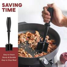 Meat Chopper, Hamburger Grinder, Premium Heat Resistant Smasher For Ground Beef, Burger Grinder Nylon Potato Mix Tool, Meat & Poultry Tenderizers-Black - 黑色 - 查看 1