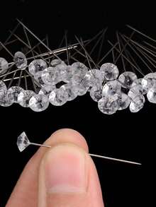 100pcs/Box Diamond Shaped Positioning Pins, Clothing Fixation Pins, Wedding Bouquet DIY Pins, Holiday Gift - White - View 5