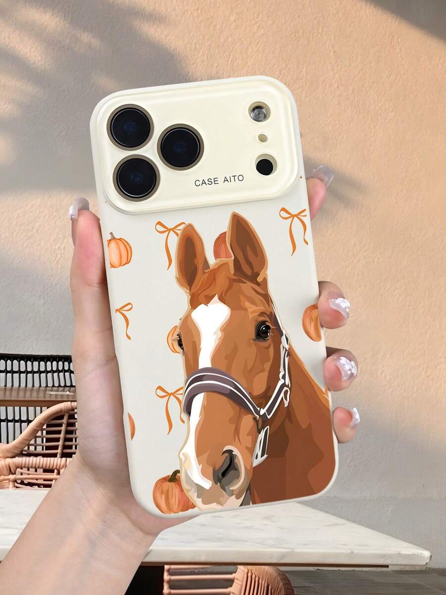 Schutzhülle mit Pferdekopfmotiv zur Herbsterntezeit – Ästhetisch, cool und einzigartig gestaltet. Das perfekte Geschenk für Pferdeliebhaber. kompatibel mit iphone17 promax/17 pro/17/Air/16promax/16pro/16/15promax/15pro/15/14promax/14pro/14/13promax/13pro/13/12promax/12pro/12 - Schwarz - Übersicht 1
