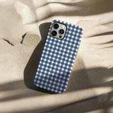 Blue Striped Plaid Phone Case, Compatible With IPhone 17 Pro Max, 16 Pro, 15 Plus, 14 Pro Max, 13, 12, 11