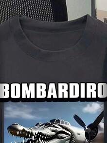 男童卡通印花圆领短袖T恤 - 灰色 - 查看 5