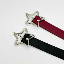 Punk Style Willow Nail Star Porous Belt American Wide Belt Women's Jeans Belt - Black - View 2