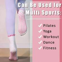 Pilates Socks With Grips Non - Slip Yoga Socks Women, Cute Pilates Grip Sock With Ruffle, Sock Barre/Fitness - 6-10 + Pink - View 4