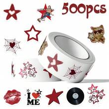 500 قطعة/لفة ملصقات فتيات موسيقى مدينية عصرية Y2K، ملصقات زخرفية مقاومة للماء للاستخدام على الجيتار والطبلة والسكيت بورد والكمبيوتر المحمول وزجاجة المياه والحقائب والهاتف وغيرها - متعدد الألوان - مشاهدة 1