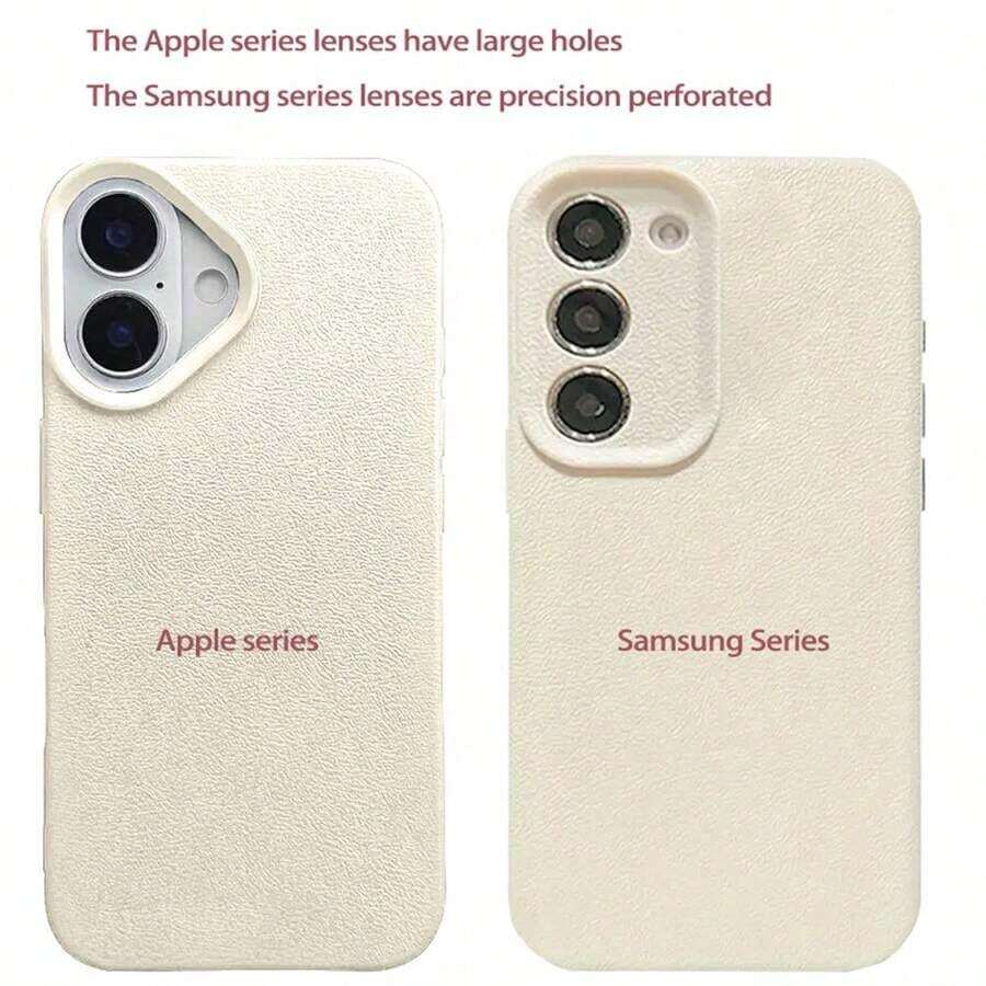 1pc Funda de Teléfono con Textura de Cuero Blanco Minimalista Personalizada con Patrón de Estrella de Mar Rosa, Medusa, Caballito de Mar, Concha, Océano, Tortuga Marina, Granada, Coco, Compatible con iPhone 16 Pro Max, 15/14 Plus, 13, 12, 11, Series - Estilo 1 (1 pieza) - Ver 1