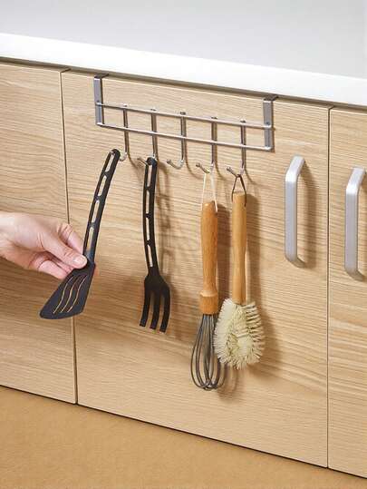 1/2/4个装厨房挂钩，橱柜门安装式挂钩，用于收纳厨房用具、毛巾架，防锈铁质无缝壁挂式挂钩，适用于厨房、宿舍、背包、钥匙、帽子等。