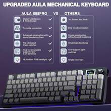 AULA S98pro 3-Mode Mechanical Keyboard With Wired/Bluetooth/2.4G Wireless Connection, TFT Display, Multi-Function Knob, RGB Backlight, Gasket Structure, 98 Keys And Full Hot-Swappable Keycaps, Suitable For Gamers And Business Users - Multicolor - View 4