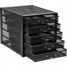 Mind Reader File Storage Drawers Desk Organizer Multi-Purpose Crafts Office Metal Mesh 11" L x 14" W x 11" H Black - Negro - Ver 9