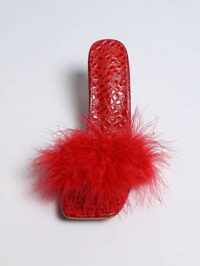 Giày cao gót nữ màu đỏ và vàng, thanh lịch và thời trang, phù hợp cho đi làm hàng ngày, dự tiệc, thoải mái và đa năng, gót nhọn giả lông thú tôn dáng.