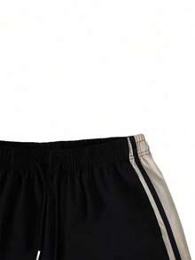 chándal hombre pantalones hombre 1 pieza Pantalones casuales de verano de corte holgado y transpirables para hombre, adecuados para la playa, vacaciones, ir al trabajo, entrenamiento, actividades al aire libre, fitness, trotar, deportes, pantalones rectos holgados a rayas, estilo callejero de moda, otoño - Negro - Ver 6