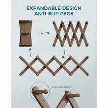 XGHOROPY Percero extense de madera ganco de madera de pino de acordeón montado en la pared para colgar seros gorras tazas aigos ma de X 27 x 10 pulgadas color nogal - bastante color nogal - Ver 4