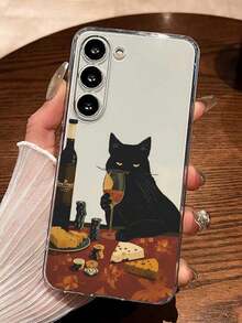 Cartoon Cat Painted Transparent Minimalist Shockproof Thick Phone Protective Case, Printed Compatible With Iphone 17/17 Pro/17 Pro Max/16/16 Pro/16 Pro Max/16 Plus, 15 XR/7/8, 15 Pro Max, 12 Pro Max, 13 Pro Max, 14 Pro Max, 13, 14, 11, 12P, 14P, 11P, Soft Shell Compatible With Samsung A13 4G, A22, A21S, A51 4G, A52, S22 Ultra, A33 5G, Suitable For 10, Note 11 4G, 11 Lite, A53, TPU A14/A23/S23 Ultra, S24, A14, A15, S23, A73, Phone Cases - Multicolor - View 3