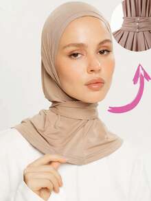 1 buc. Șapcă musulmană simplă cu nasturi pentru femei, culoare solidă, subțire și elastică reglabilă, șapcă hijab sport, potrivită pentru toate anotimpurile