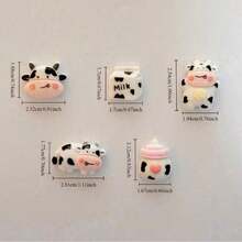 5pcs/10pcs Cute Cartoon Cow Fridge Magnets, Oval Plastic Refrigerator Stickers And Whiteboard Decals, Suitable For Home And Office Decoration, Creative Educational Supplies, Magnetic Decorations - Multicolor - View 4