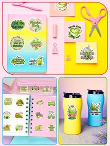 56pcs Matcha Girl Stickers, Suitable For Scrapbooking, Desktops, Luggage, Laptops, Helmets, Water Bottles, DIY Decorations, And As Gifts For Friends - Multicolor - View 11