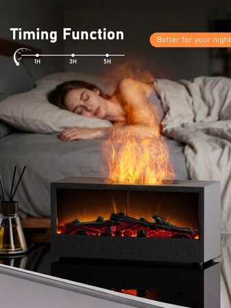 1pc 150ml Creative Fireplace Aroma Diffuser, Ultrasonic Flame Humidifier With 7-Color LED Lights & Remote Control, Campfire Essential Oil Diffuser, Ideal Gift For Men & Women, Valentine's Day, Winter Necessity (USB Powered)