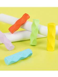 5pcs/Pack Hexagonal Colored Pencil Erasers, Bulk Art Erasers Suitable For Drawing, Sketching And Office Use - Multicolor - View 7