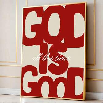 1 pieza Póster de lienzo cristiano con cita de fe minimalista "Dios es bueno" con tipografía, impresión de arte de pared, versículo bíblico, para apartamento, sala de estar, dormitorio, decoración del hogar moderna, con/sin marco