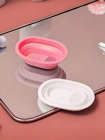 1pc Foldable Silicone Makeup Brush Cleaning Bowl (Etercycle) - Portable Tool For Cleaning And Drying Makeup Brushes, Highly Effective