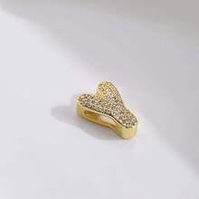 1颗18K镀金A-Z锆石字母吊坠珠，女士DIY定制名字手链时尚首饰礼品 - 金色 - 查看 19