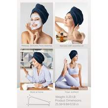 Microfiber Hair Towel, Hair Towel Wrap Turbans ,Hair Drying Towel Wrap Hair Accessories Navy,Aqua Green,3Packs,Navy,Plum - Plum - 查看 5
