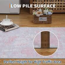 Runner Rug 2x6 Modern Abstract Hallway Rug Washable Area Rug Soft Area Rug For Bedroom Stain Resistant Rugs With Non Slip Backing Low Pile Rug For Kitchen Bathroom - gris rosa - Ver 3