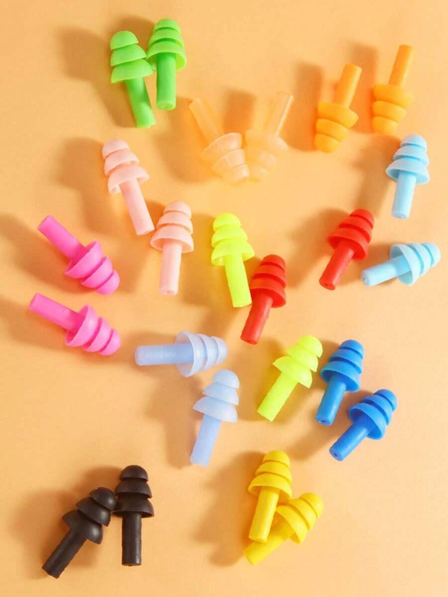 10pcs/5pcs/2pcs/1pair Spiral Rubber Earplugs, Creative Solid Color Random Color Noise Cancelling Earplugs, Suitable For Bedroom, Travel, Office, School, Back To School Supplies - Multicolor - View 1