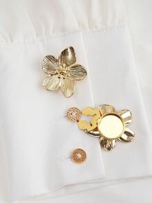 两件套纽扣套装，金属花卉袖扣，适用于衬衫、西装和连衣裙。男女皆宜的奢华领夹，可爱优雅的纽扣套装，日常服装配饰，时尚衬衫装饰纽扣盒，无需缝纫，3秒即可固定袖扣，情人节礼物，生日礼物 - A - 查看 9