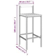 Tabourets de bar vidaXL, lot de 4, noir, en polyrotin et bois d'acacia massif - Noir - Voir 8