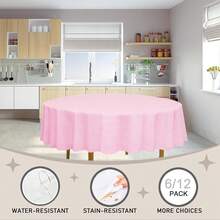 D&Z Plastic Table Cloth Disposable, 12 Pack Pink Round Tablecloth Individually Wrapped For Indoor&Outdoor, 84 Inch Table Cover For Party, Picnic, Birthday, Wedding & Dinner - Berwarna merah muda - View 7