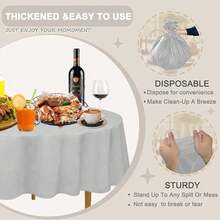 D&Z Plastic Tablecloth Disposable, 12 Pack Silver Table Cloth Individually Wrapped For Indoor&Outdoor, On-The-Go 84" Table Cover For Round Table Ideal For Party, Birthday, Wedding And Dinner - 銀色 - 查看 4