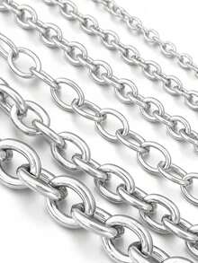 Dây chuyền thép không gỉ hình tròn, chữ thập, hình chữ O, dài 5m/cuộn/gói, dùng làm dây chuyền vòng cổ, dây chuyền vòng tay, phụ kiện trang sức DIY. Hoàn hảo để phối với tất cả các loại vòng tay, bông tai, dây chuyền và các loại trang sức khác, nguyên liệu làm trang sức, hạt cườm để làm trang sức, bộ dụng cụ làm vòng tay. - Dây chuyền thép không gỉ - Xem 5