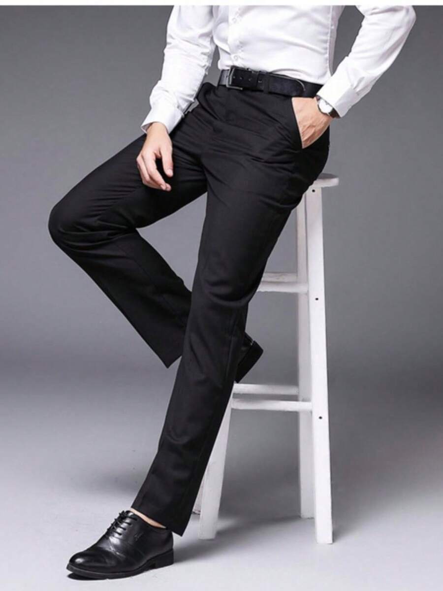 Calça Social Masculina Alfaiatada Tradicional do 36 ao 58 – Elegância e Conforto - Preto - Visão 1
