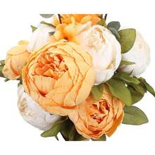 Duovlo Artificial Peony Silk Flowers Fake Flowers Vintage Wedding Home Decoration,Pack Of 1 (New Orange),20.87*3.5,NewOrange - 新橙 - 查看 1