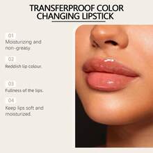 Transferproof Color Changing Lipstick, Long Lasting 24H Moisturizing Glossy Lip Gloss, Gold Crystal PH Lipstick That Changes Color, Clear To Pink, Women's Gift For Holiday & Birthday (1pc) - GTL-A - Xem 7