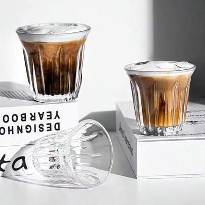 1/2個 135ml モカ 厚手クリスタルガラスコーヒーカップ、ダイヤモンドカット エスプレッソカップ、厚手設計で食洗機対応、コーヒーカップ、ミルクカップ、ジュースカップ。ギフトにも適しています。