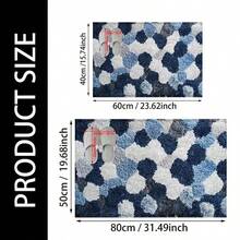 1pc Blue And White Polka Printed Pattern Design Microfiber Bath Rug, Non-Slip And Super Soft Bathroom Floor Rugs, Doormat, Bathroom Water Absorption Mat, Machine Washable, Low Pile, TPR Backing, Knit Fabric, ForBathroom, Bedroom, Kitchen, Entryway, Indoor & Outdoor Use, Bathroom Accessories & Decor, Perfect New Home Gift. - Multicolor - View 3